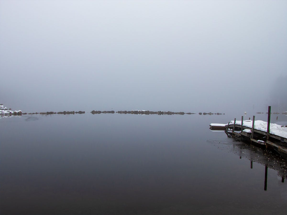 Clearwater Lake on a Foggy Day, Industry, Maine