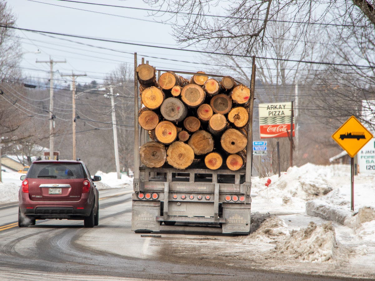 Logging Truck in Farmington, Maine