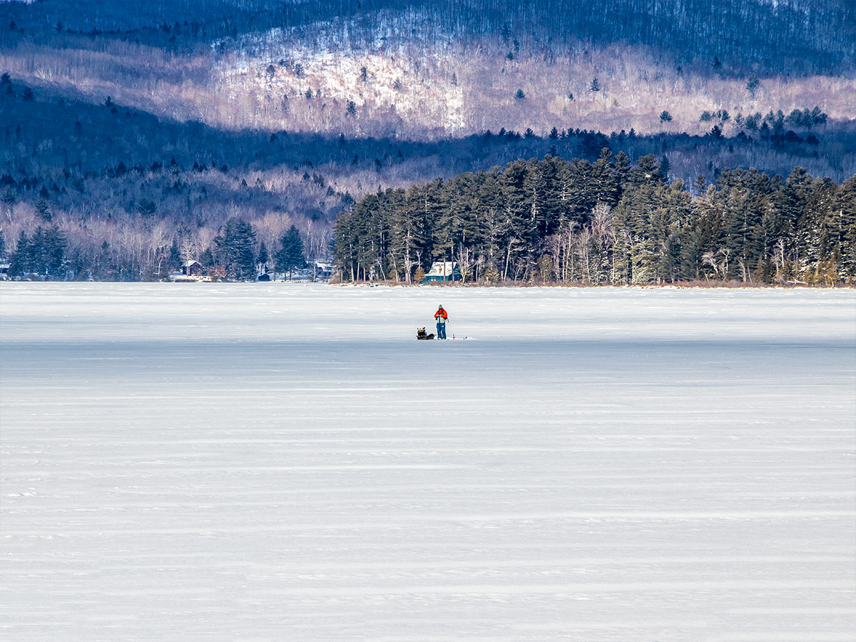 Ice Fishing on Clearwater Lake, Maine