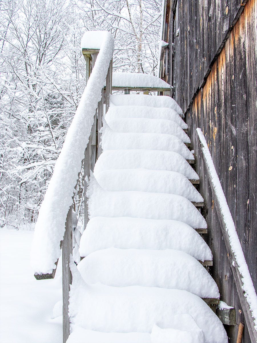 Snow Covered Garage Steps