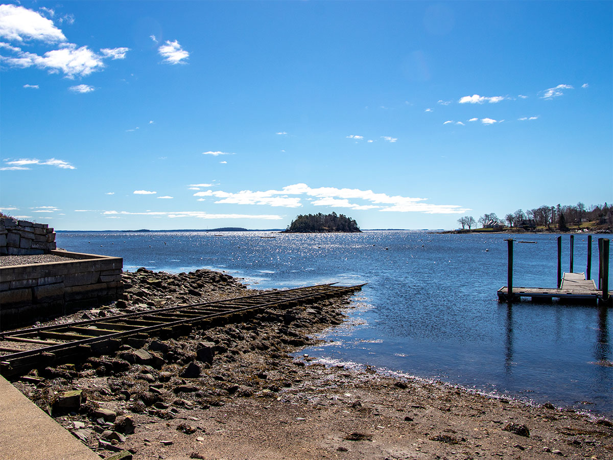 Camden, Maine Boat Launch Tracks with Curtis Island